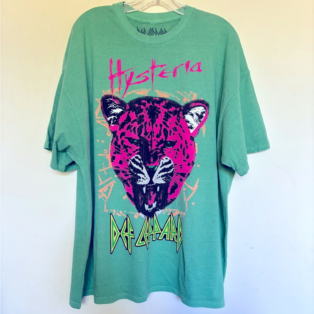 Def Leppard Hysteria Oversized Green Tee Shirt